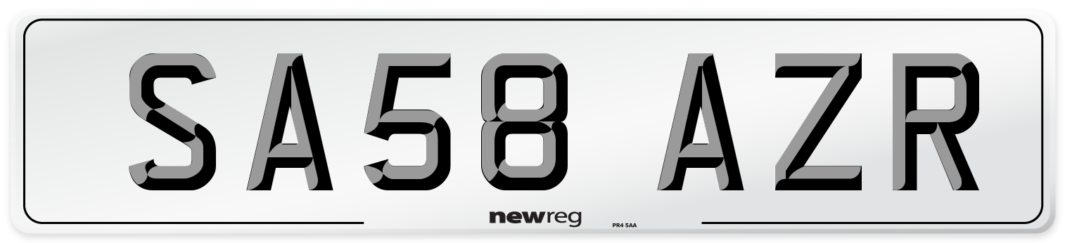 SA58 AZR Number Plate from New Reg